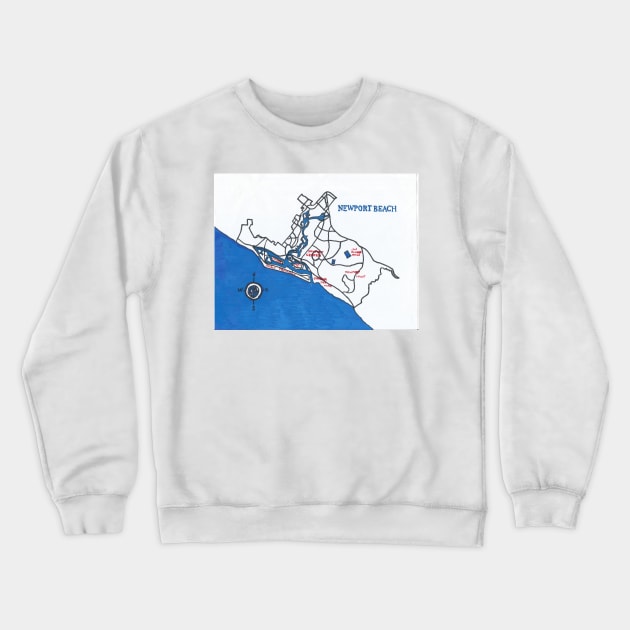 Newport Beach Crewneck Sweatshirt by PendersleighAndSonsCartography